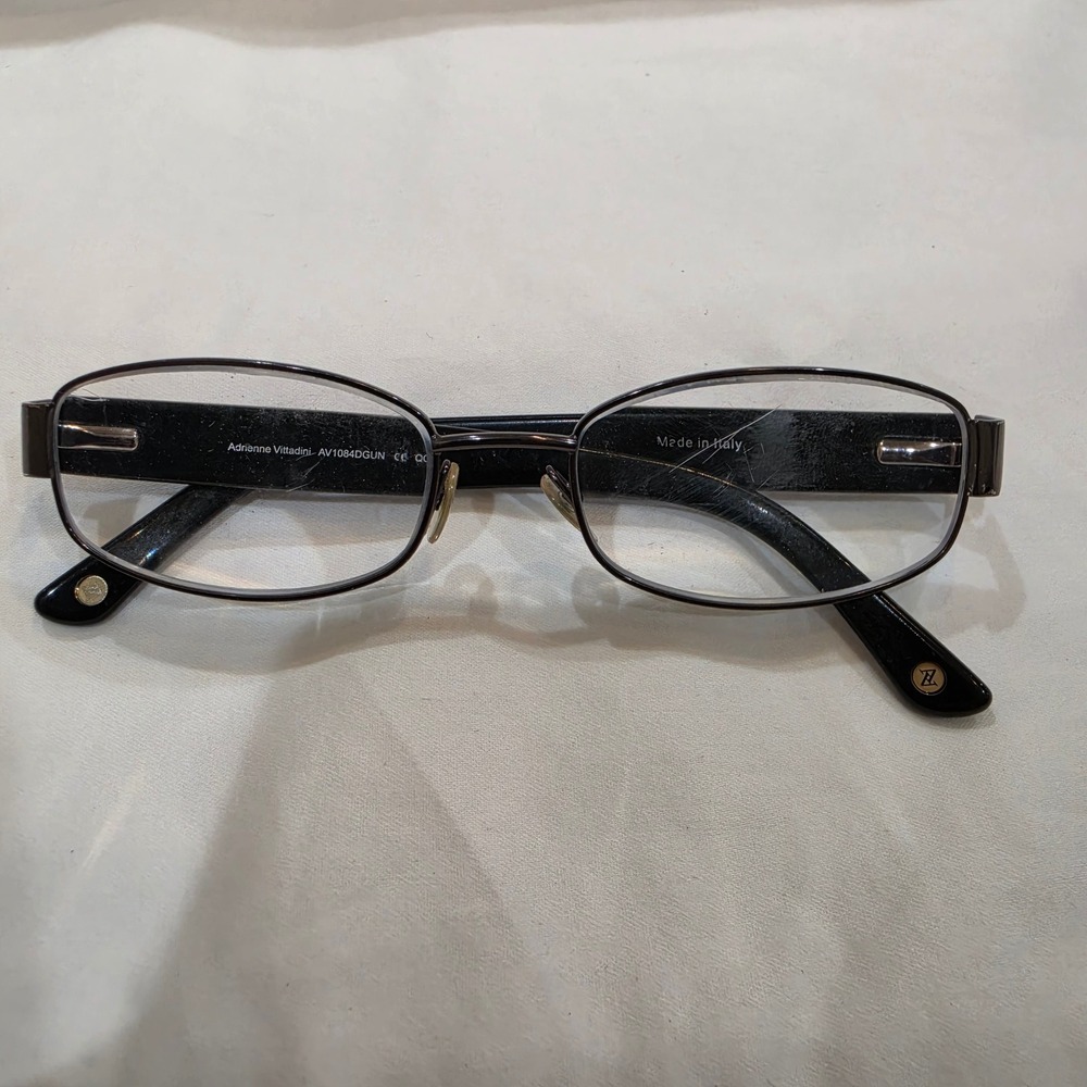 Adrienne Vittadini Eyeglasses Women 51-17 Gunmetal AV1084DGUN Italy Swirl